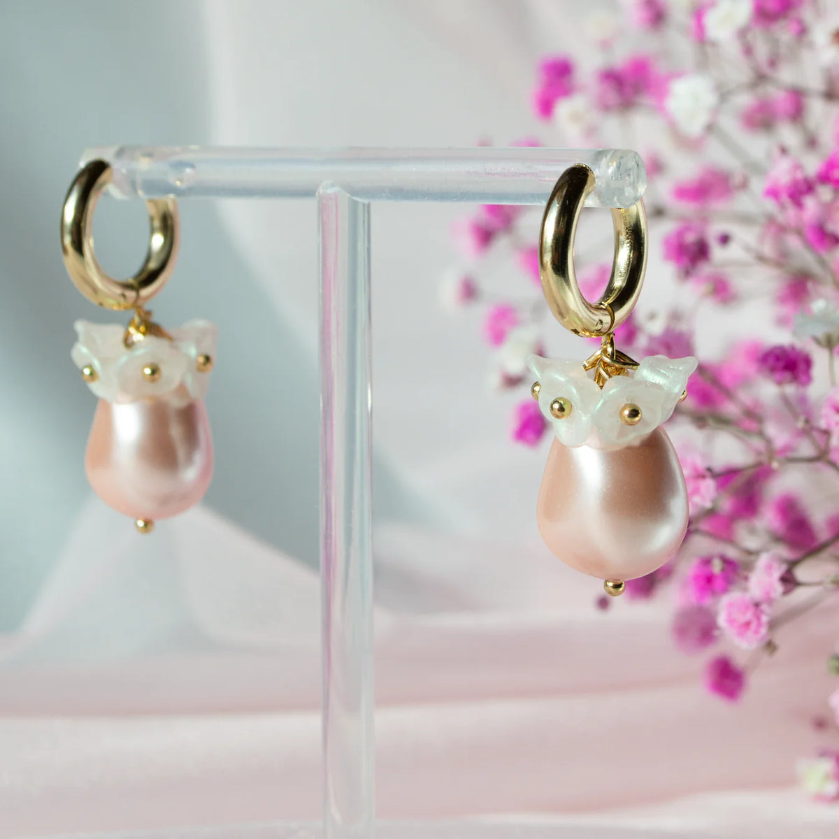 Floweret hoop earrings, different colors