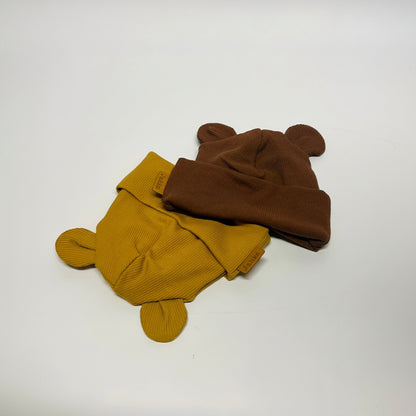 AAVA Ribbed beanie with teddy bear ears (various colors)