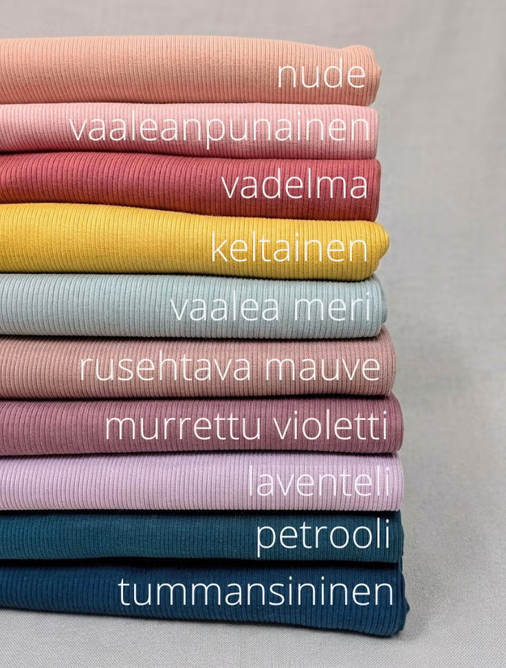 Kruunupanta, puuvillaribbiä (eri kokoja ja värejä)