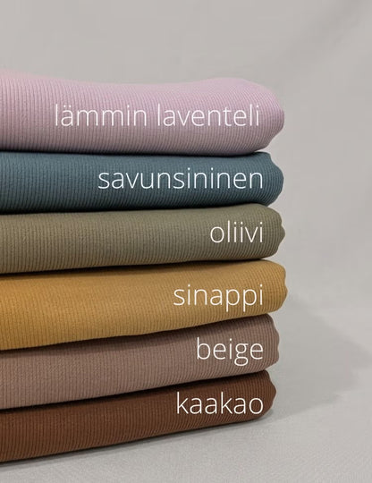 Kruunupanta, puuvillaribbiä (eri kokoja ja värejä)