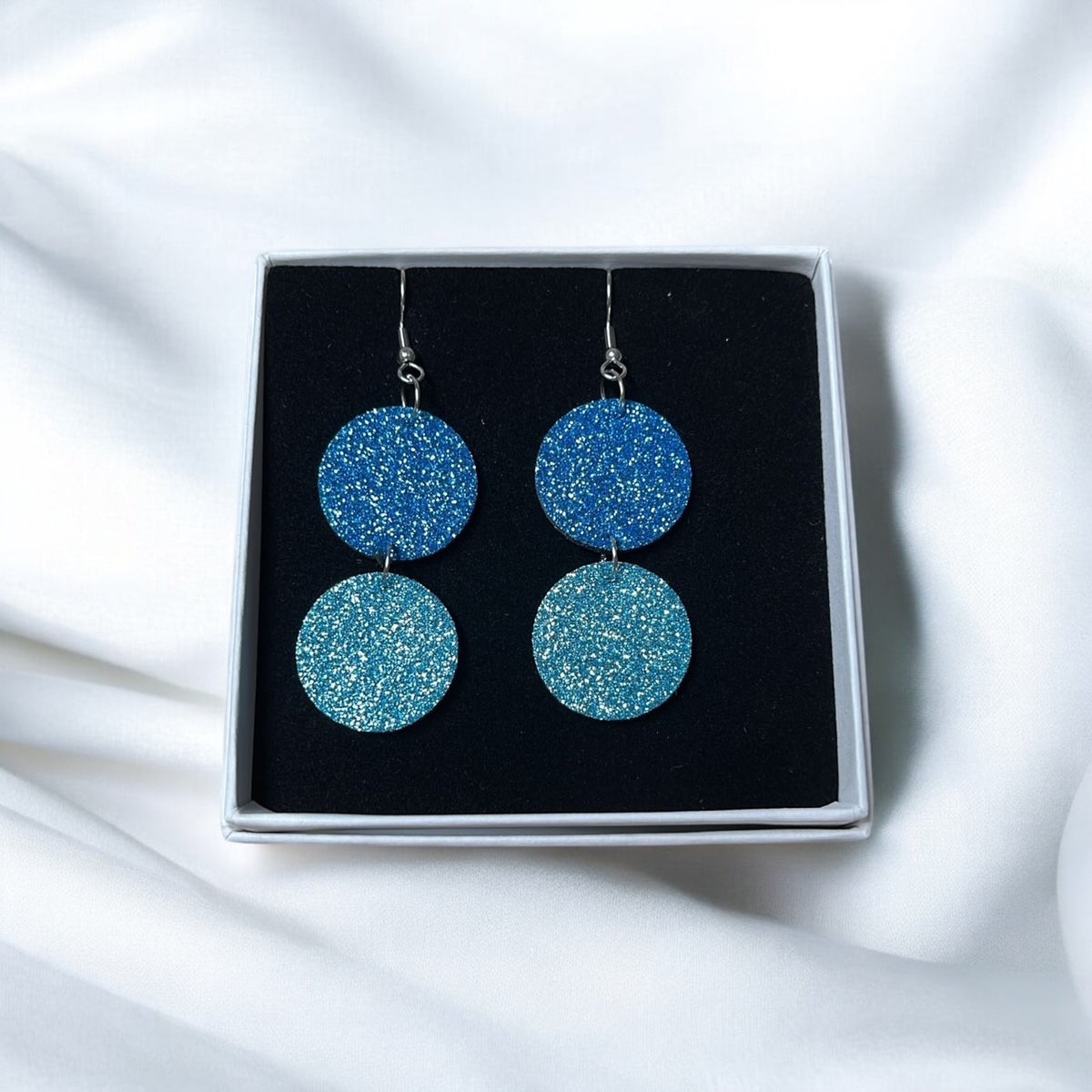 Glitter ball earrings, leather (various colors)