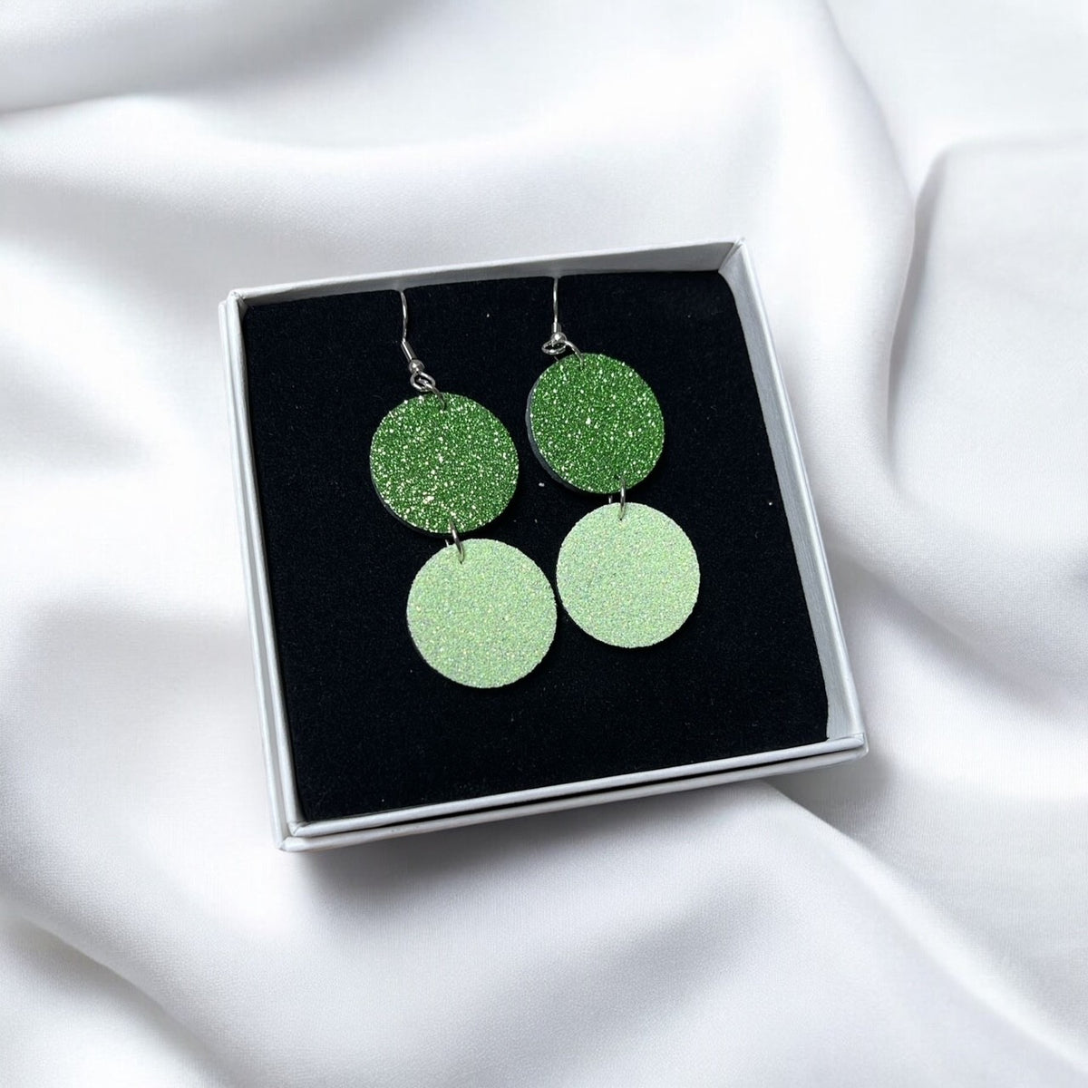Glitter ball earrings, leather (various colors)