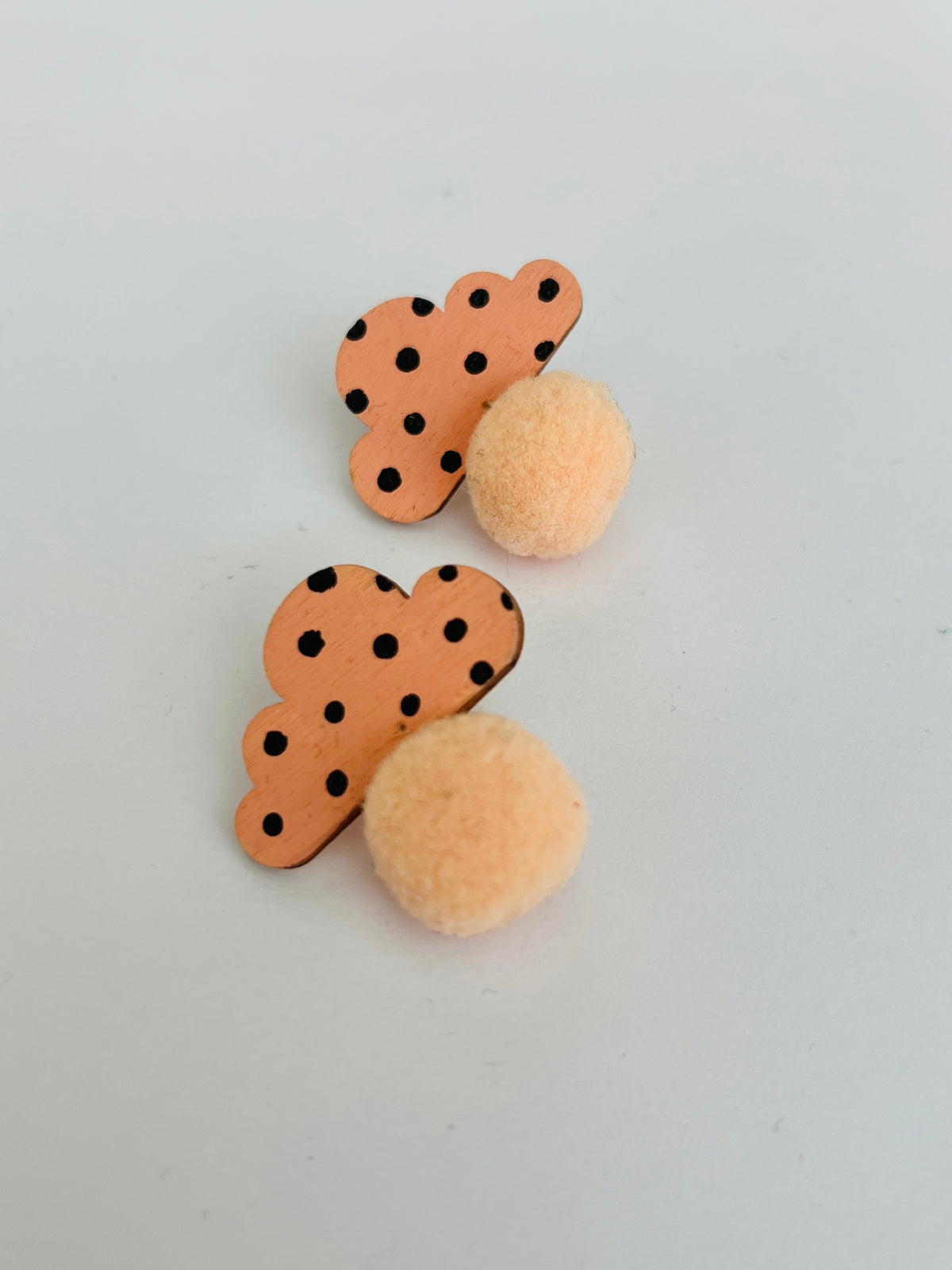 Snow clouds, plywood pompom earrings (various colors)
