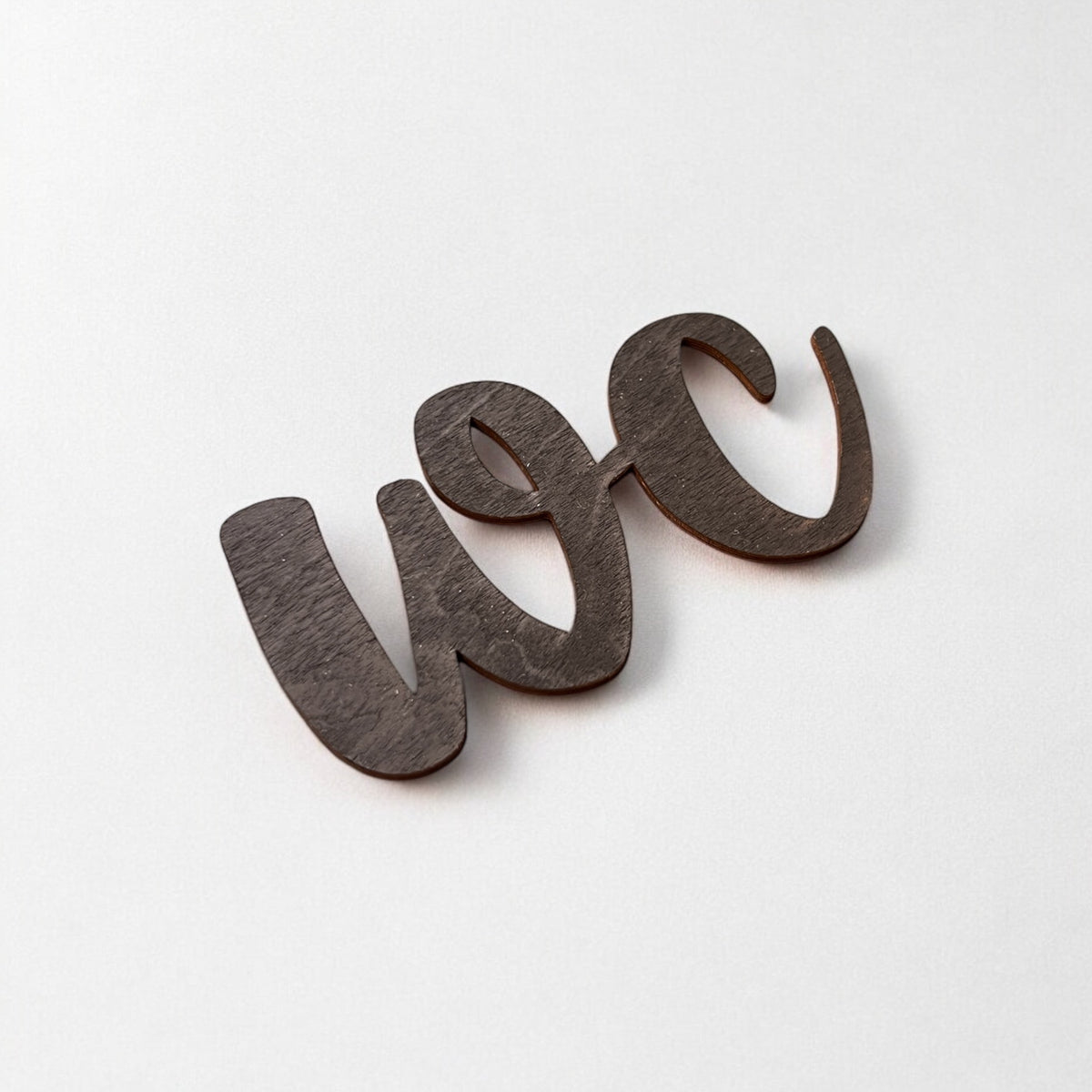 toilet sign, wood-colored