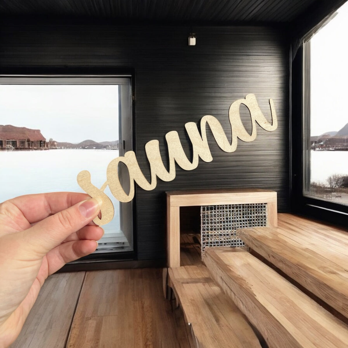 Wooden sauna sign (different colors)