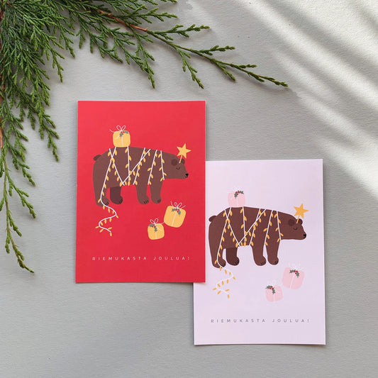 Christmas bear - Christmas card, color beige