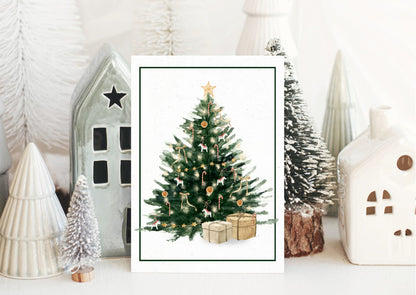 Christmas tree Christmas card, two parts