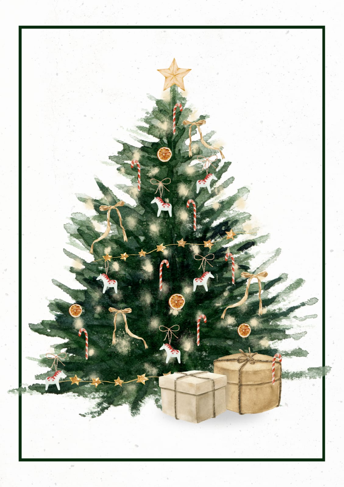 Christmas tree Christmas card, two parts