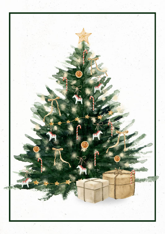 Christmas tree Christmas card, two parts