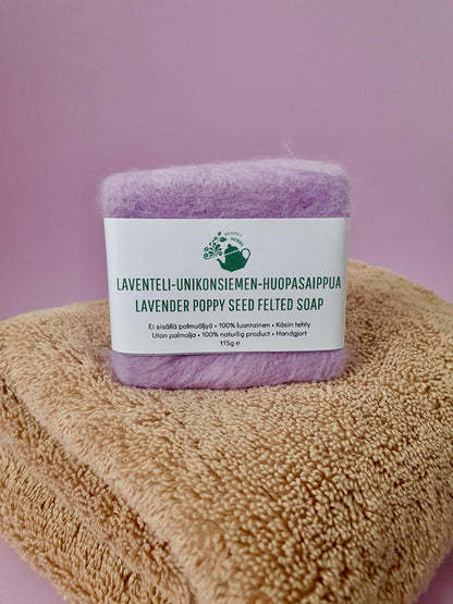 Lavender-poppy seed felt soap, 50 g