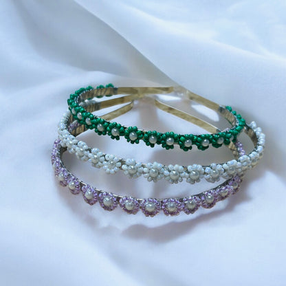 Daisy headband with pearl flower details (various colors)