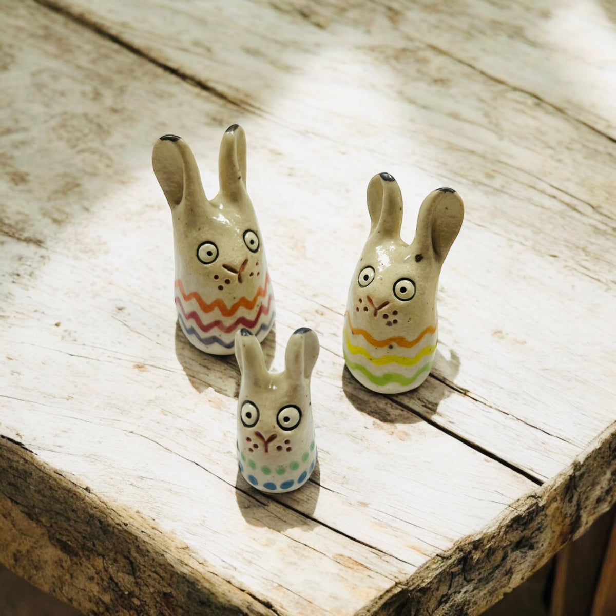 Bunny family minifigures, ceramic (various sizes)