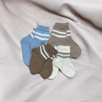 Striped baby socks, merino wool blend (various colors and sizes)