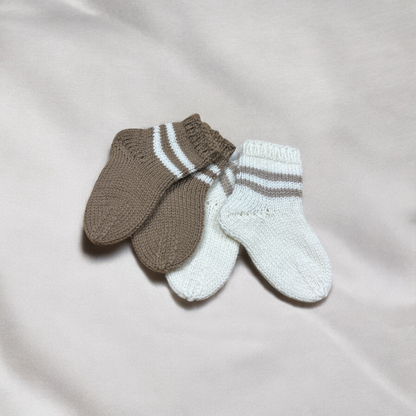 Striped baby socks, merino wool blend (various colors and sizes)