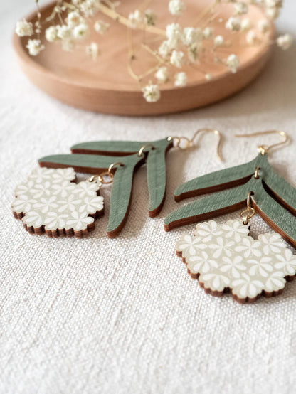 Sofia earrings, plywood swamp earrings