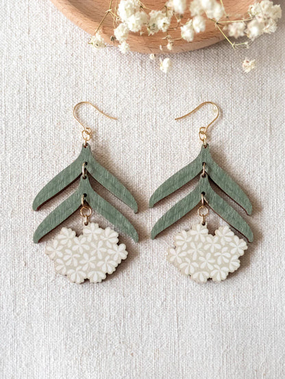 Sofia earrings, plywood swamp earrings