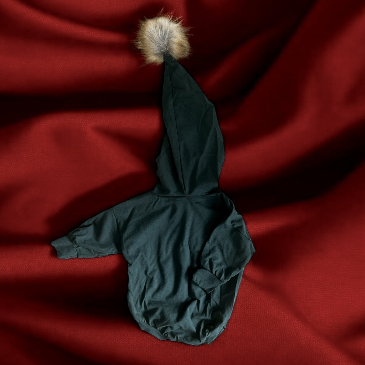 Earthy Elf Romper, a combination of an elf cap and bodysuit (various sizes and colors)