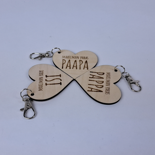 Father's Day keychain, Finnish birch (various texts for grandpa and dad)